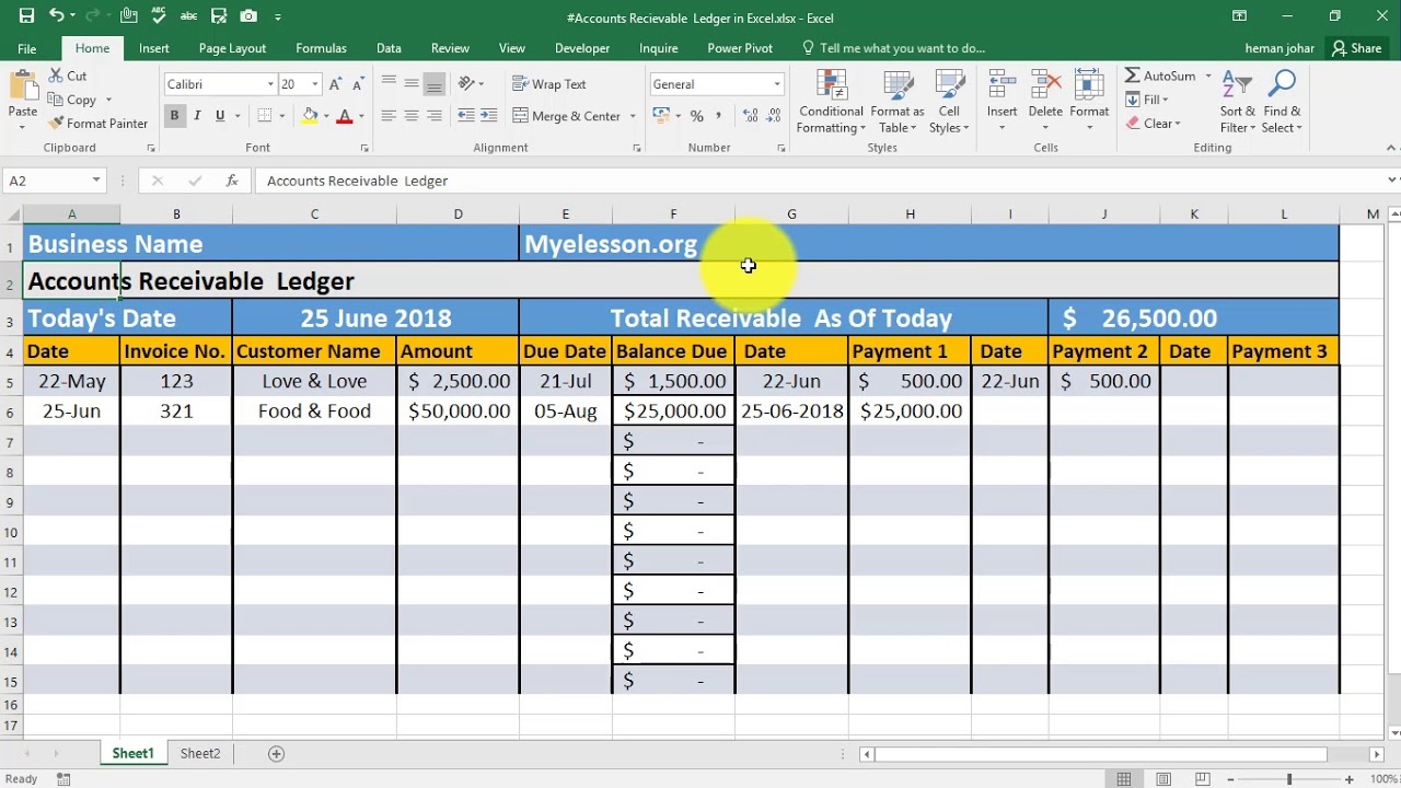 Make Accounts Receivable Ledger In Excel YouTube