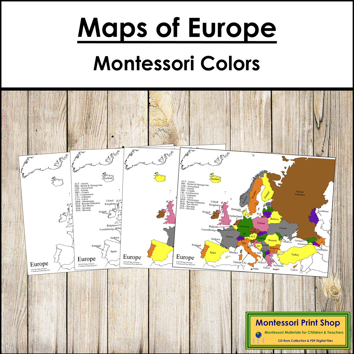 Maps Of Europe Control Blackline Masters Montessori Color code Made By Teachers