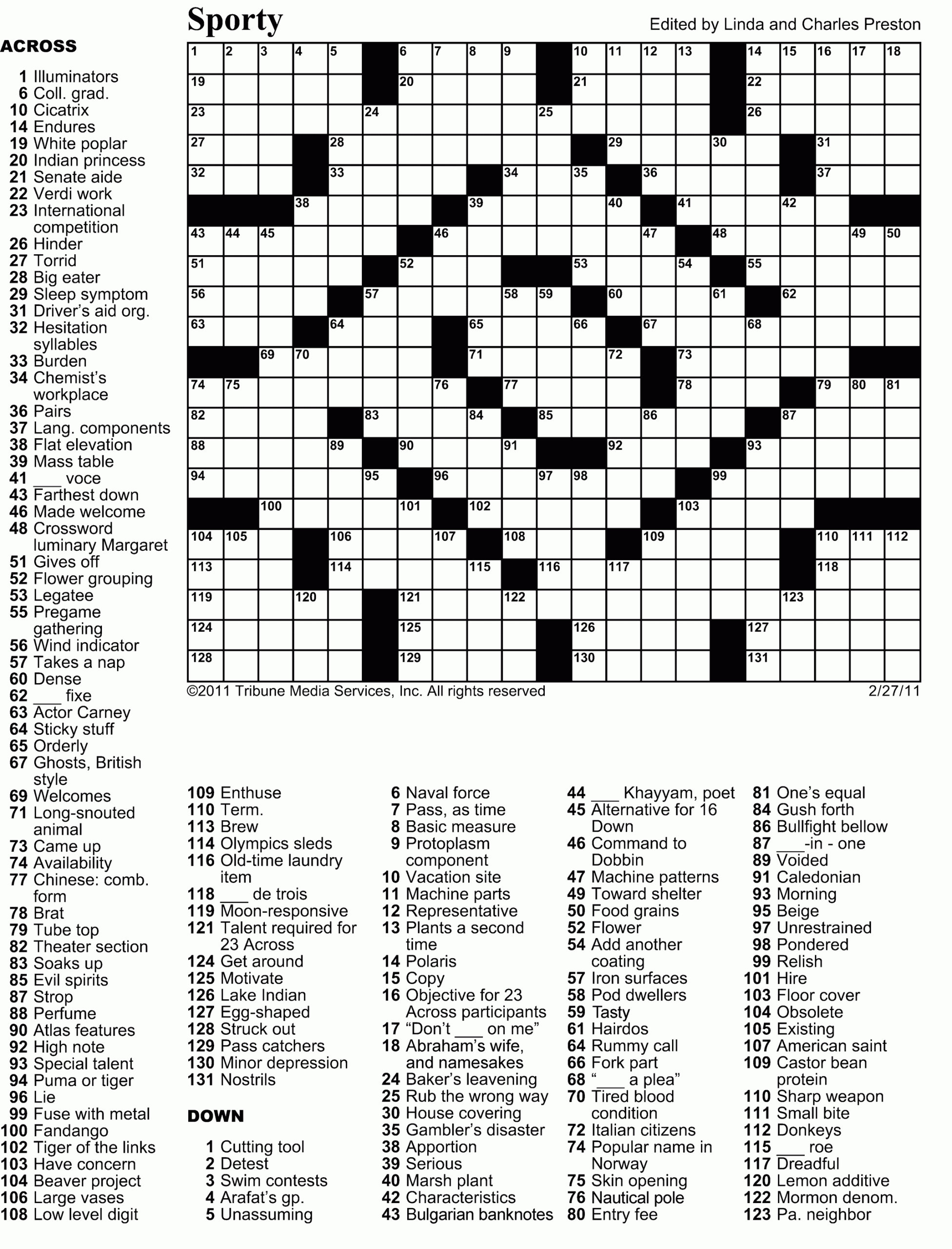 March 2 Crossword Puzzle March 2 Crossword Puzzle