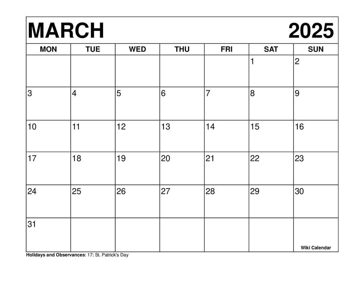 March 2025 Calendar Printable Templates More
