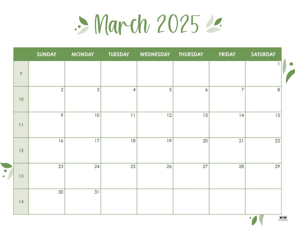 free printable blank march 2025 calendar
