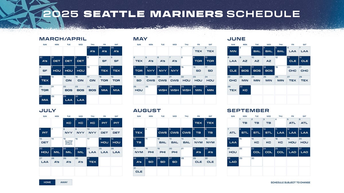 Mariners Open The 2025 Season Against The Athletics At T Mobile Park On March 27 By Mariners PR From The Corner Of Edgar Dave