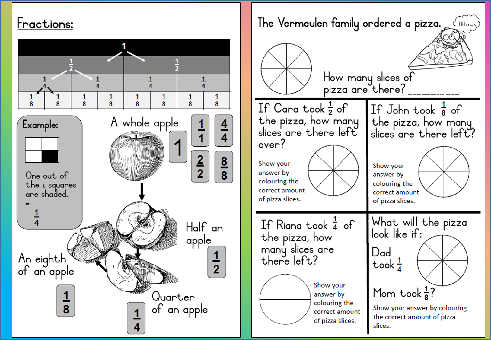 Mathematics Grade 3 Fractions Worksheet Teacha 