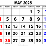 May 2025 Calendar Free Printable Free Printables Monograms Design Tools Patterns DIY Projects