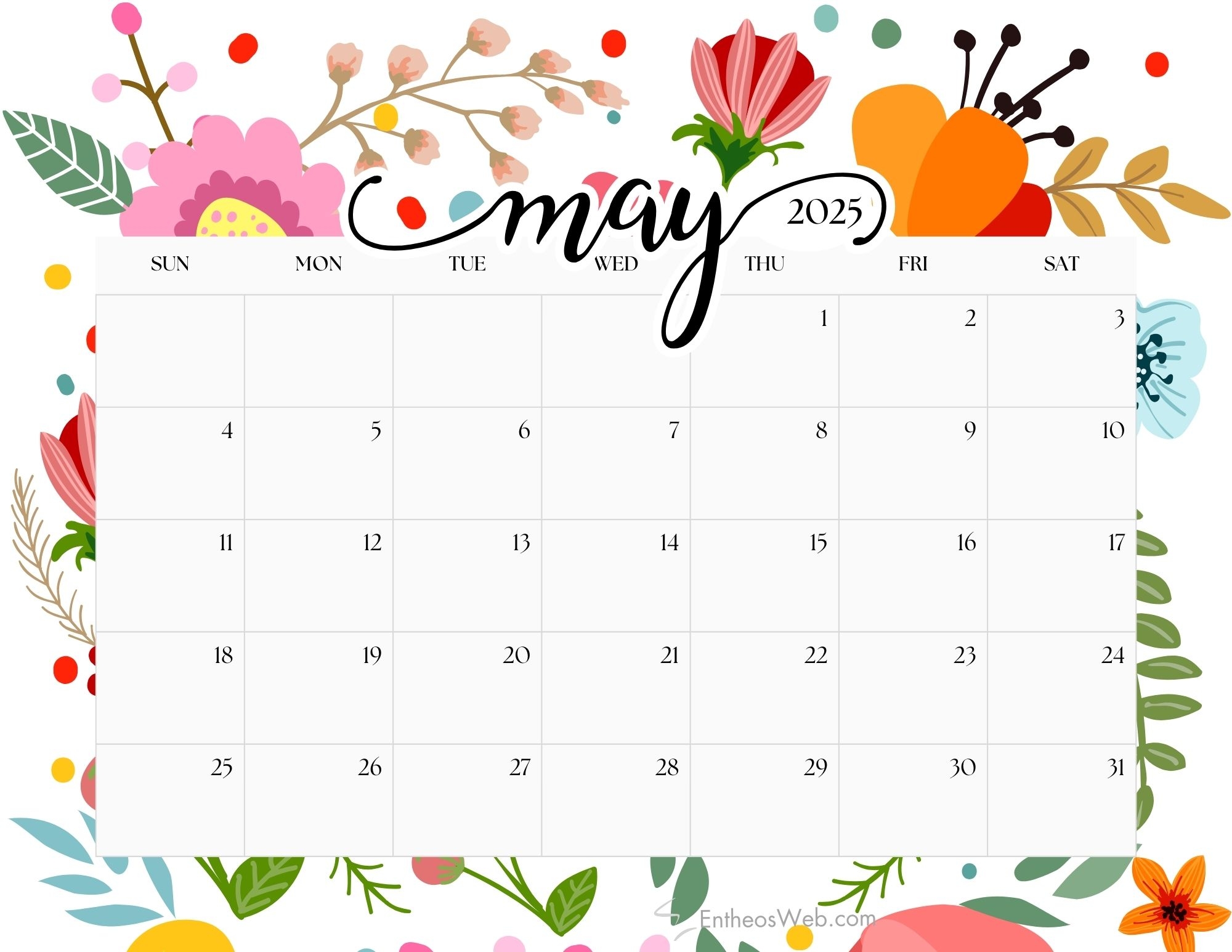may blank calendar 2025