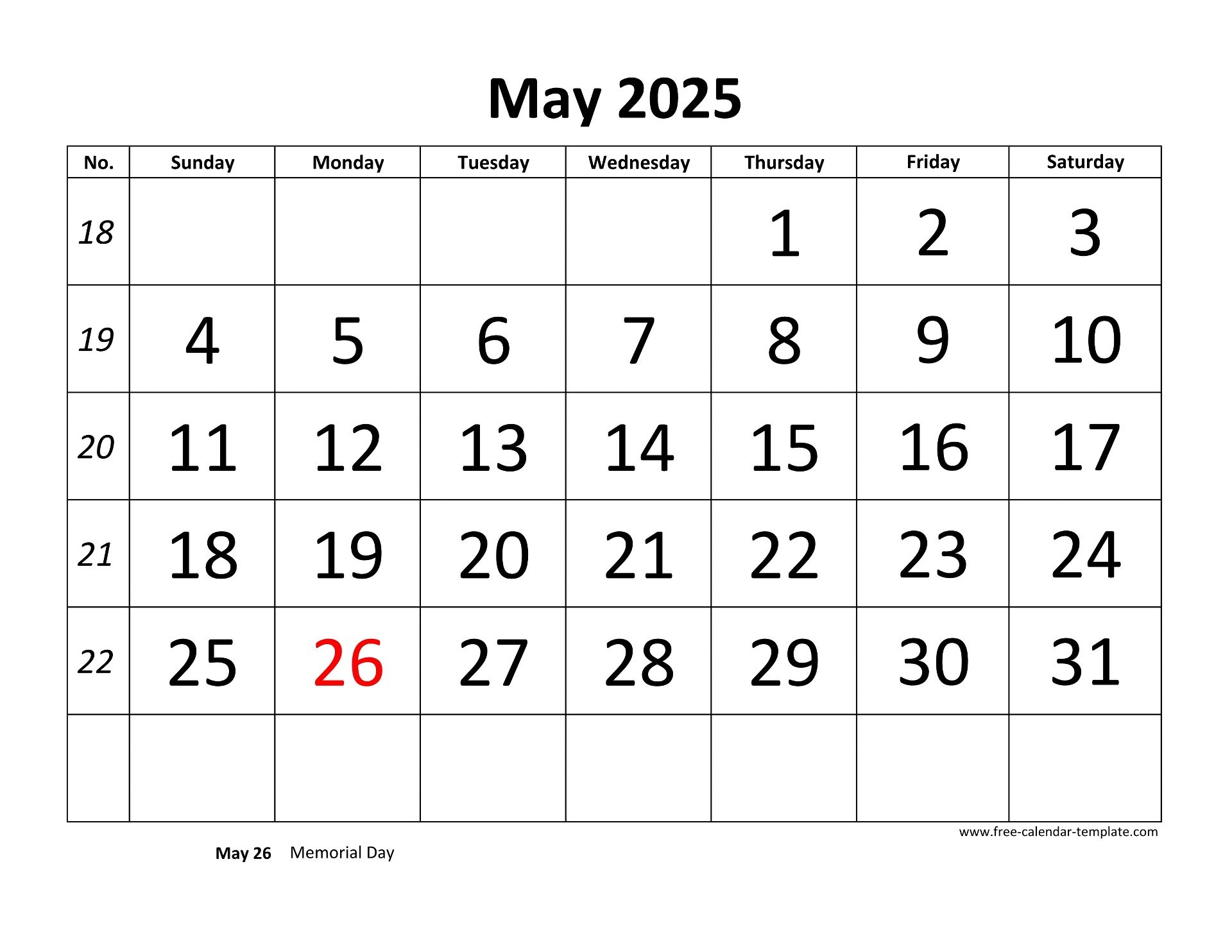 printable may 2025 calendar