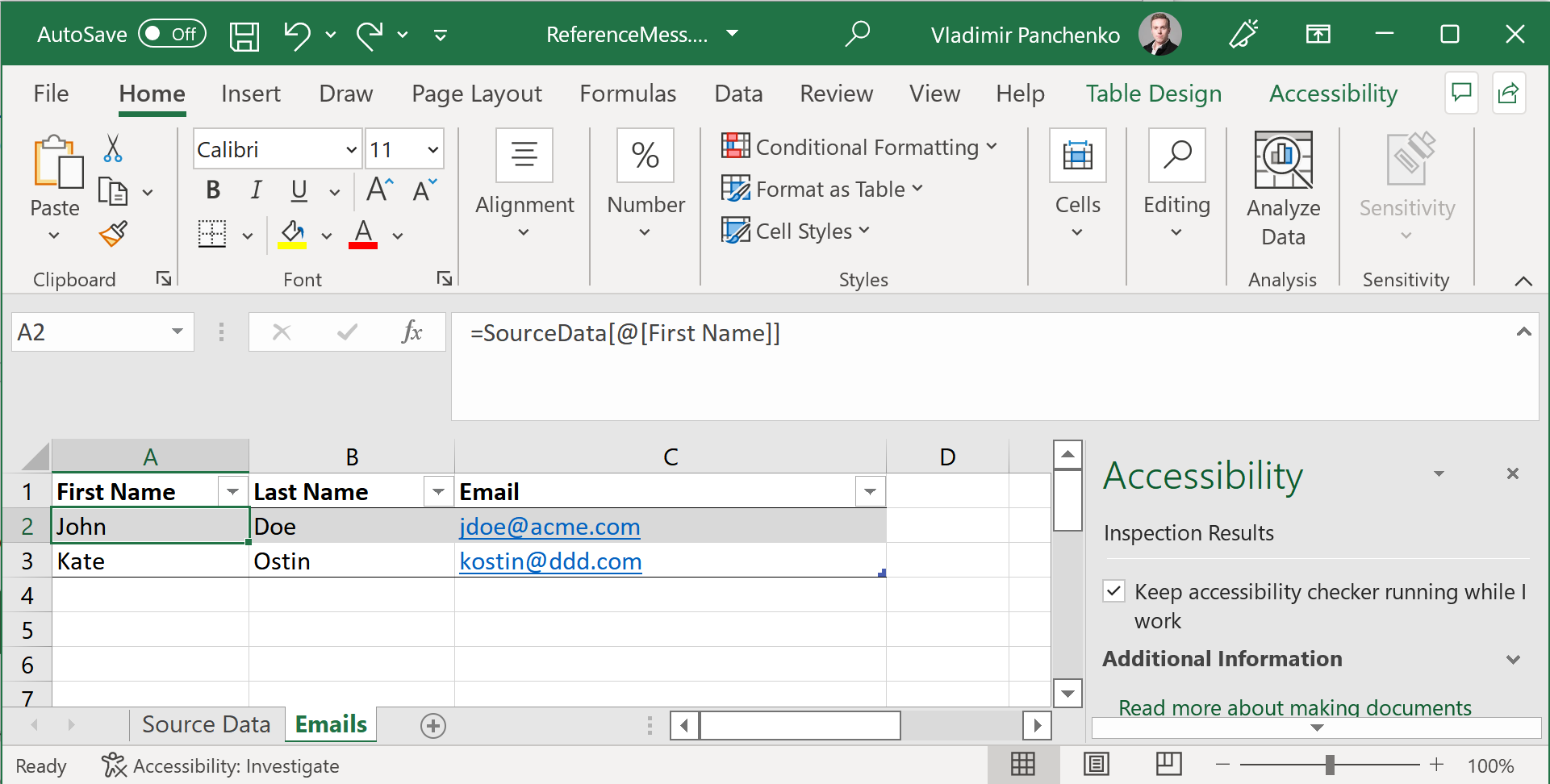Microsoft Excel Reference To A Table From Another Worksheet Messes Up The Order And Leads To Data Inconsistency Super User