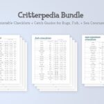 Minimalist ACNH Critterpedia Checklist Catch Guide Bundle Printable Bug Fish Sea Creature Lists Digital Download A4 Goodnotes Etsy Sweden