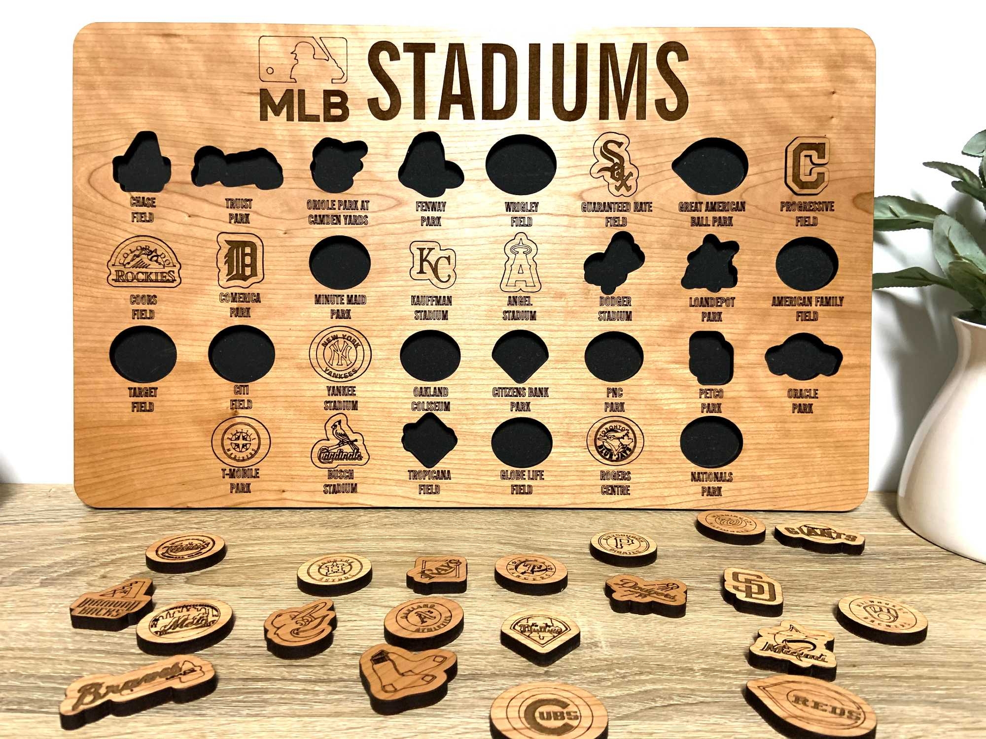 MLB Stadium Tracker Board Whake Studios Major League Fields