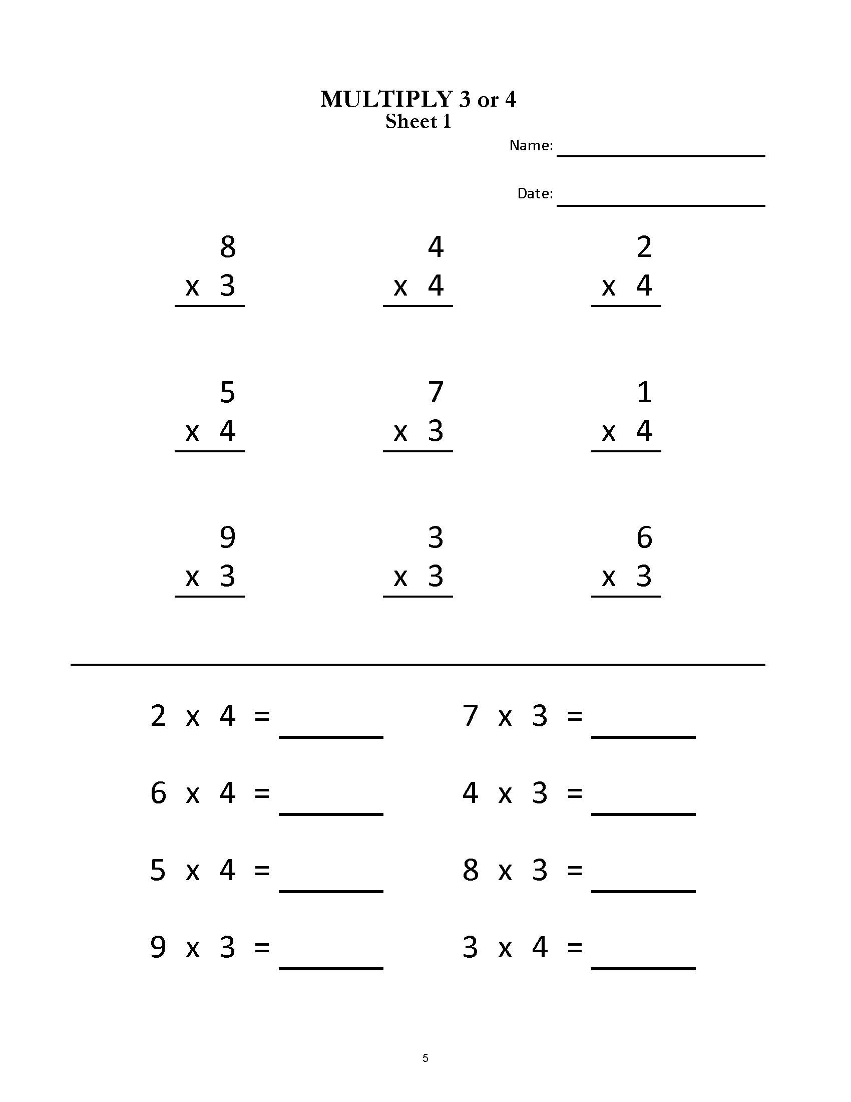 Multiplication Worksheets For Grade 2 3 20 Sheets Pdf Year 2 3 4 Grade 2 3 4 Numeracy Games Kids Printable Multiplication Etsy