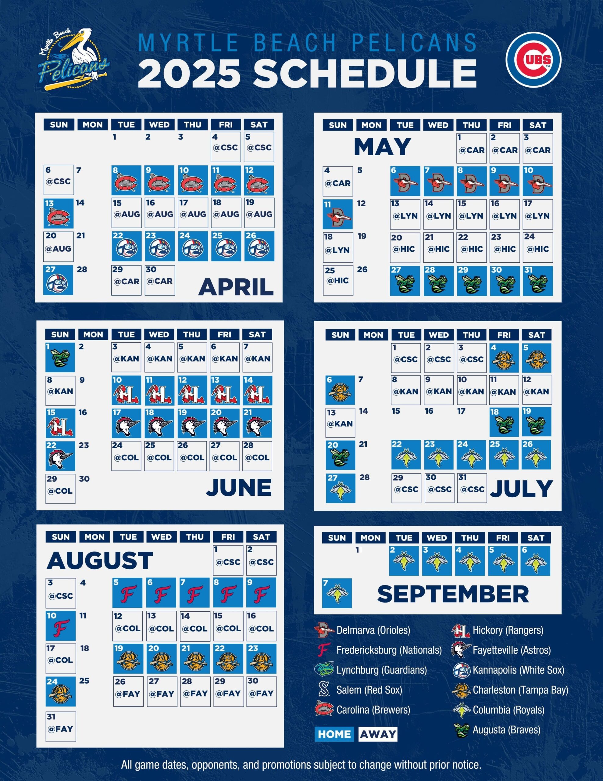 Myrtle Beach Pelicans Announce 2025 Schedule
