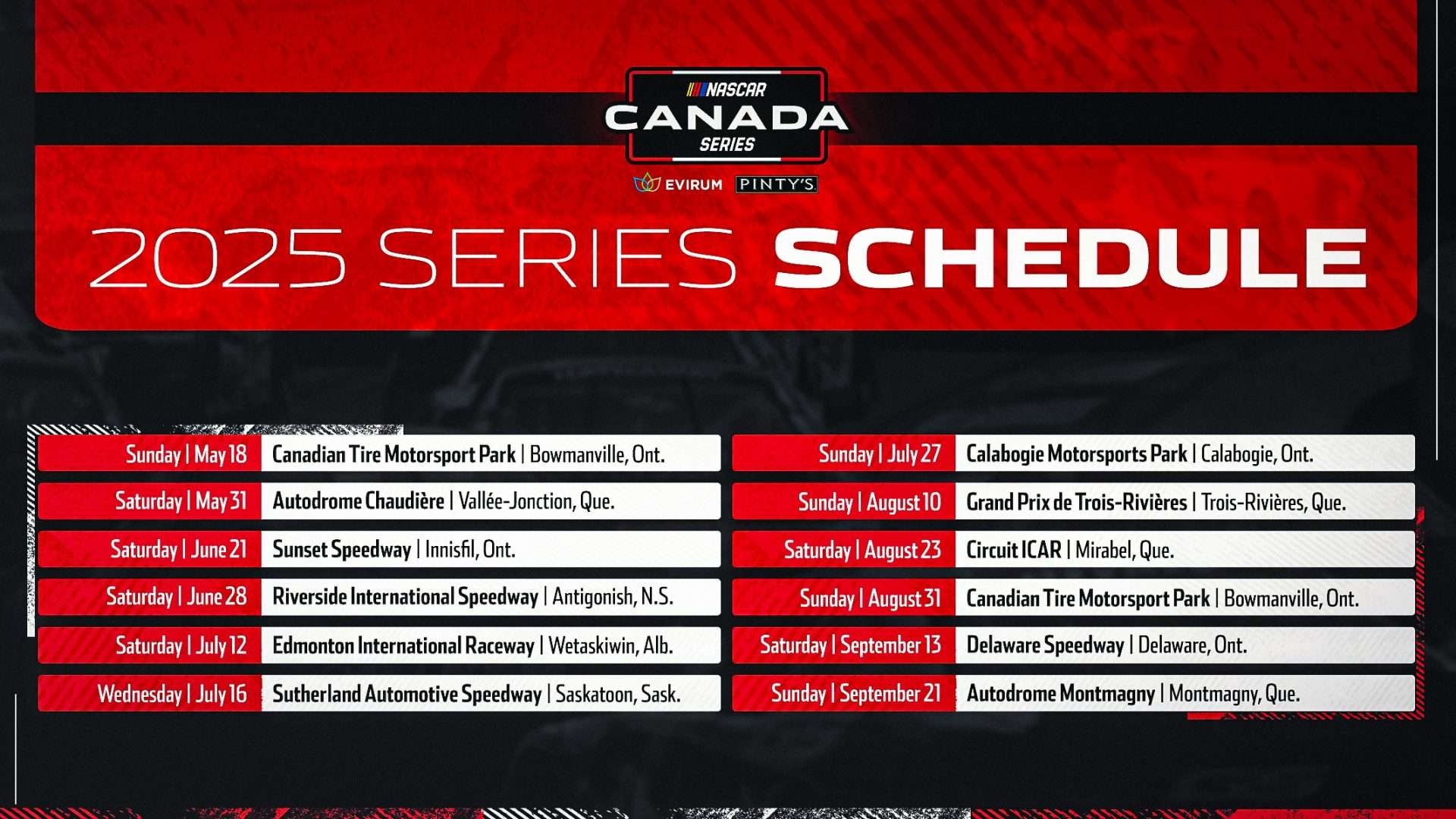 NASCAR Canada Series Announces 2025 Schedule Inside Track Motorsport News