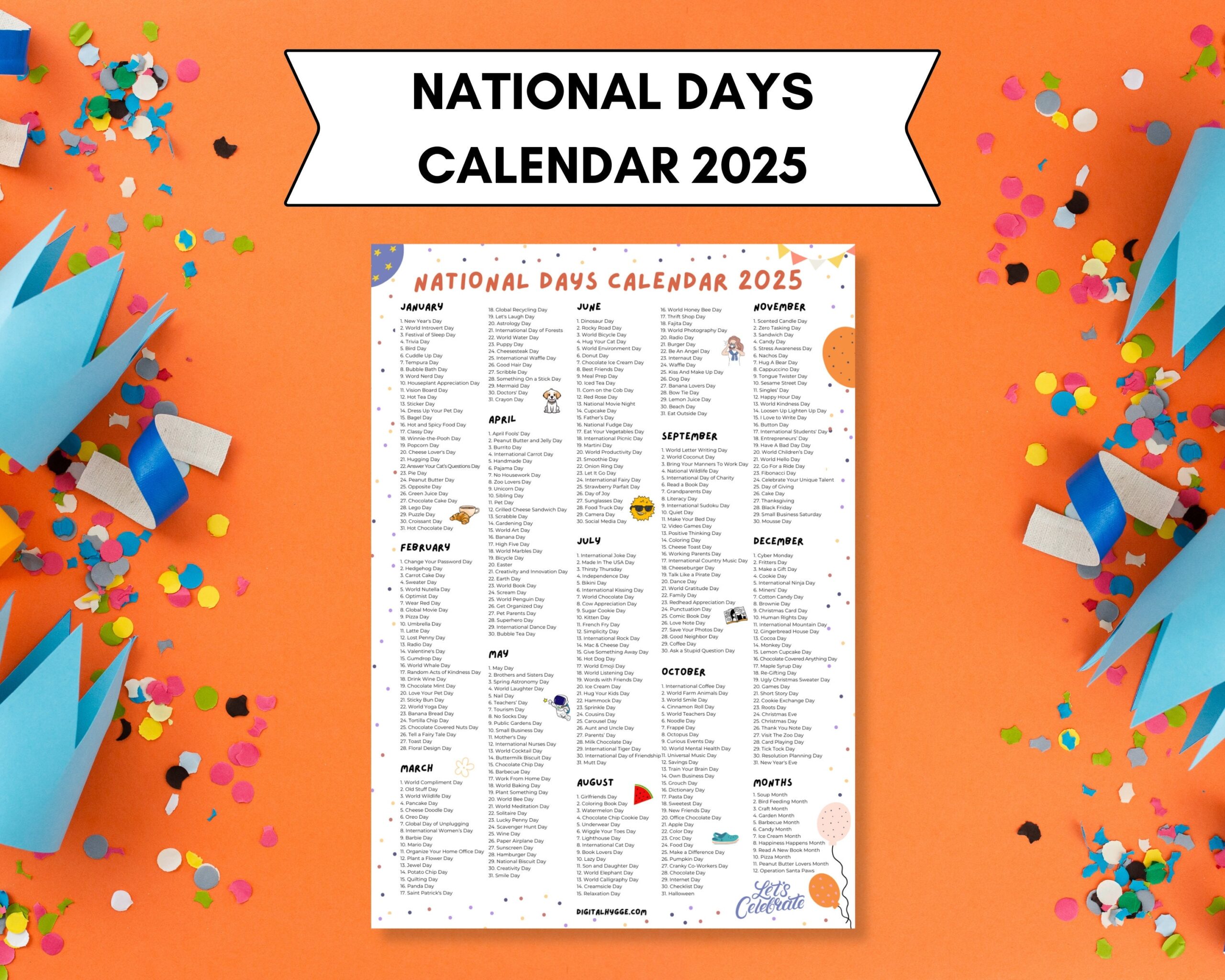 National Days Calendar Printable 2025 National Holidays Calendar Social Media Ideas 365 Days To Celebrate Fun Days Wacky Holidays Etsy