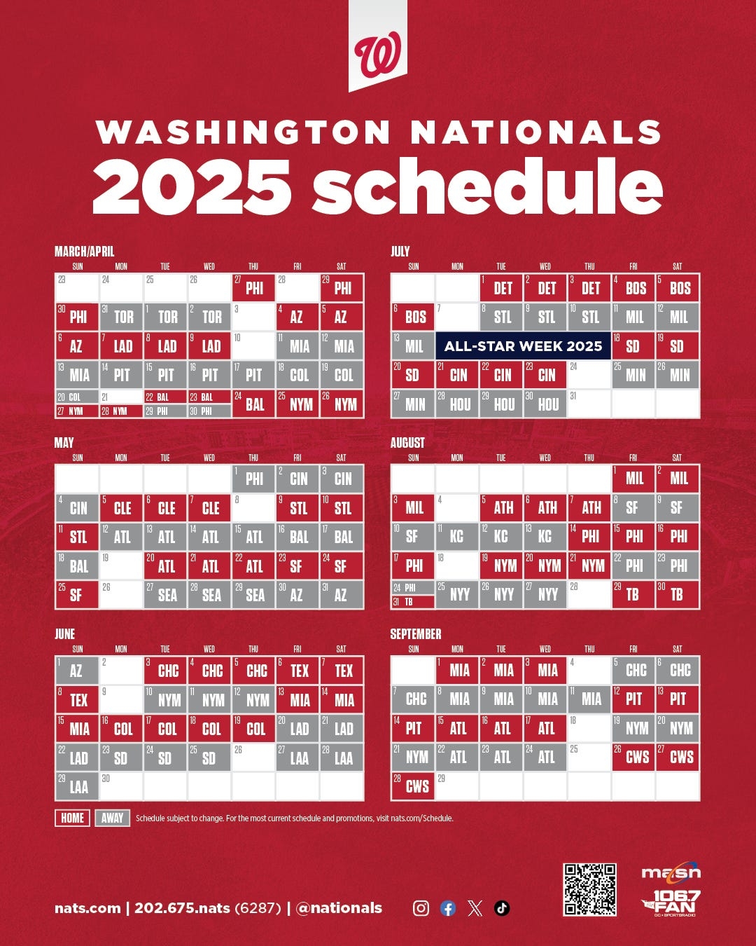 Nationals Announce 2025 Regular Season Schedule By Nationals Communications Curly W Live