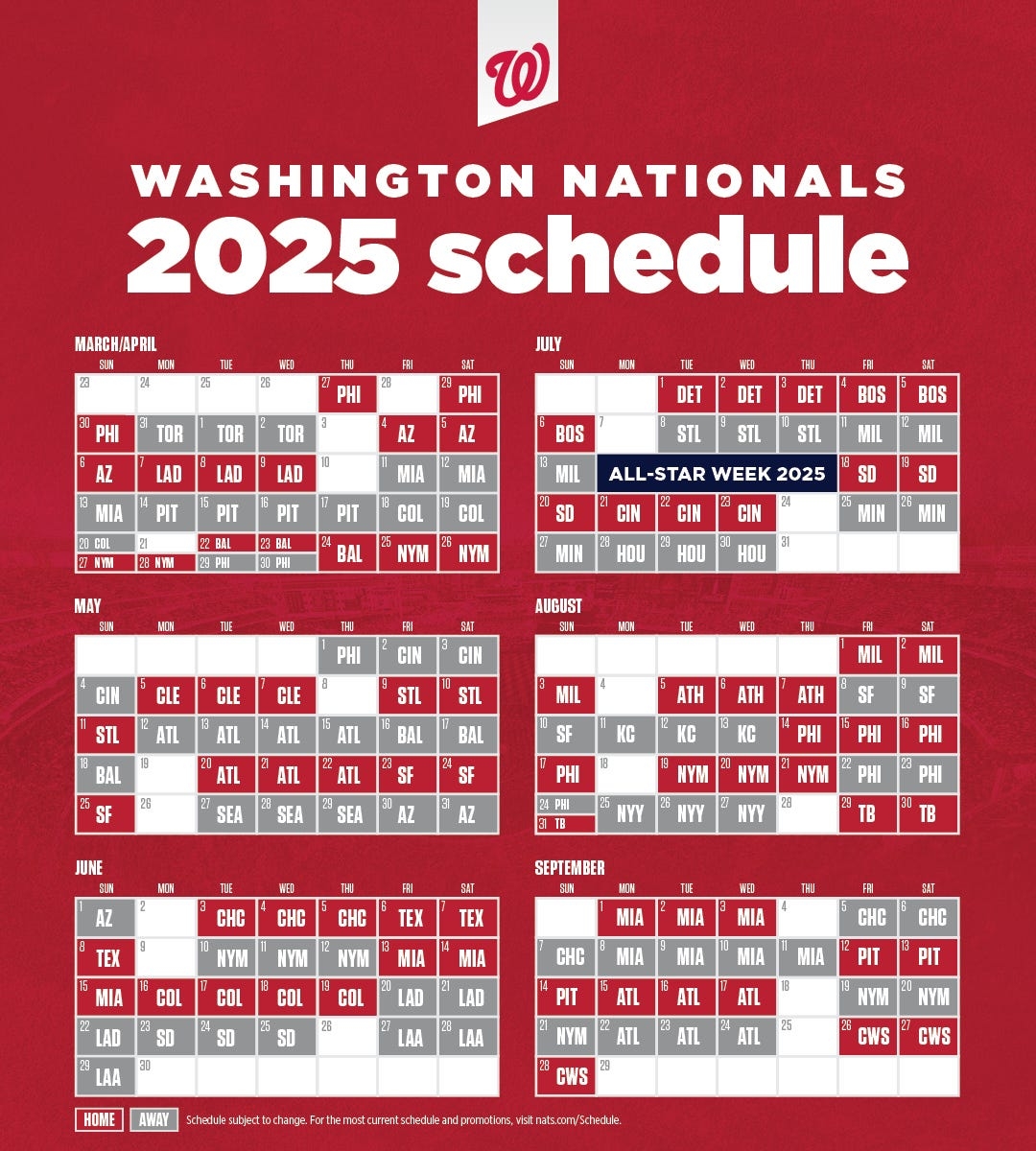 Nationals Announce 2025 Regular Season Schedule By Nationals Communications Curly W Live
