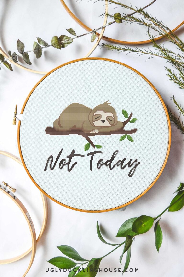Not Today Sloth Free Cross Stitch Pattern Ugly Duckling House