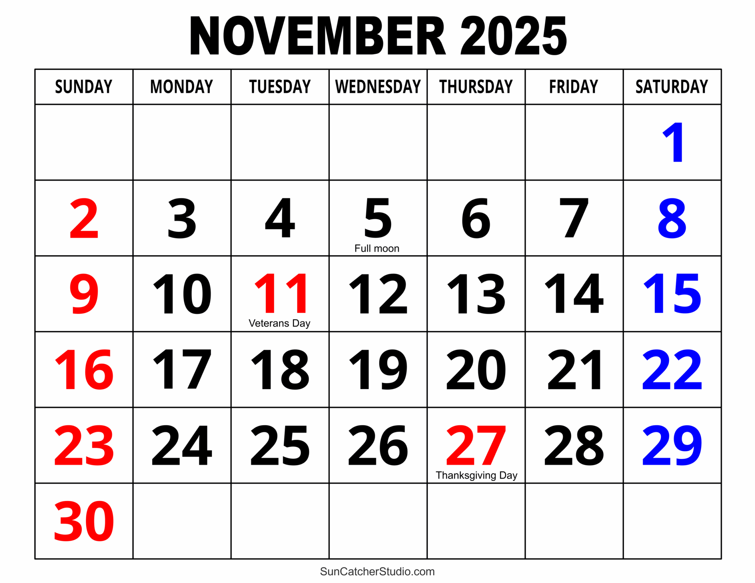 november 2025 calendar