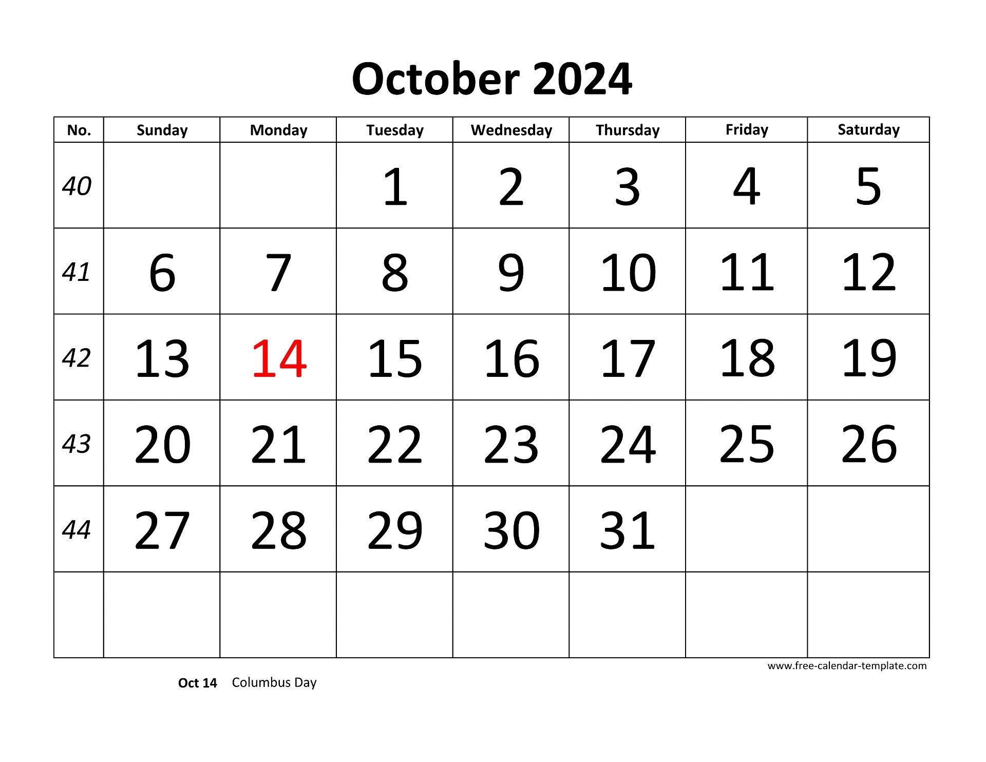 printable october 2024 calendar