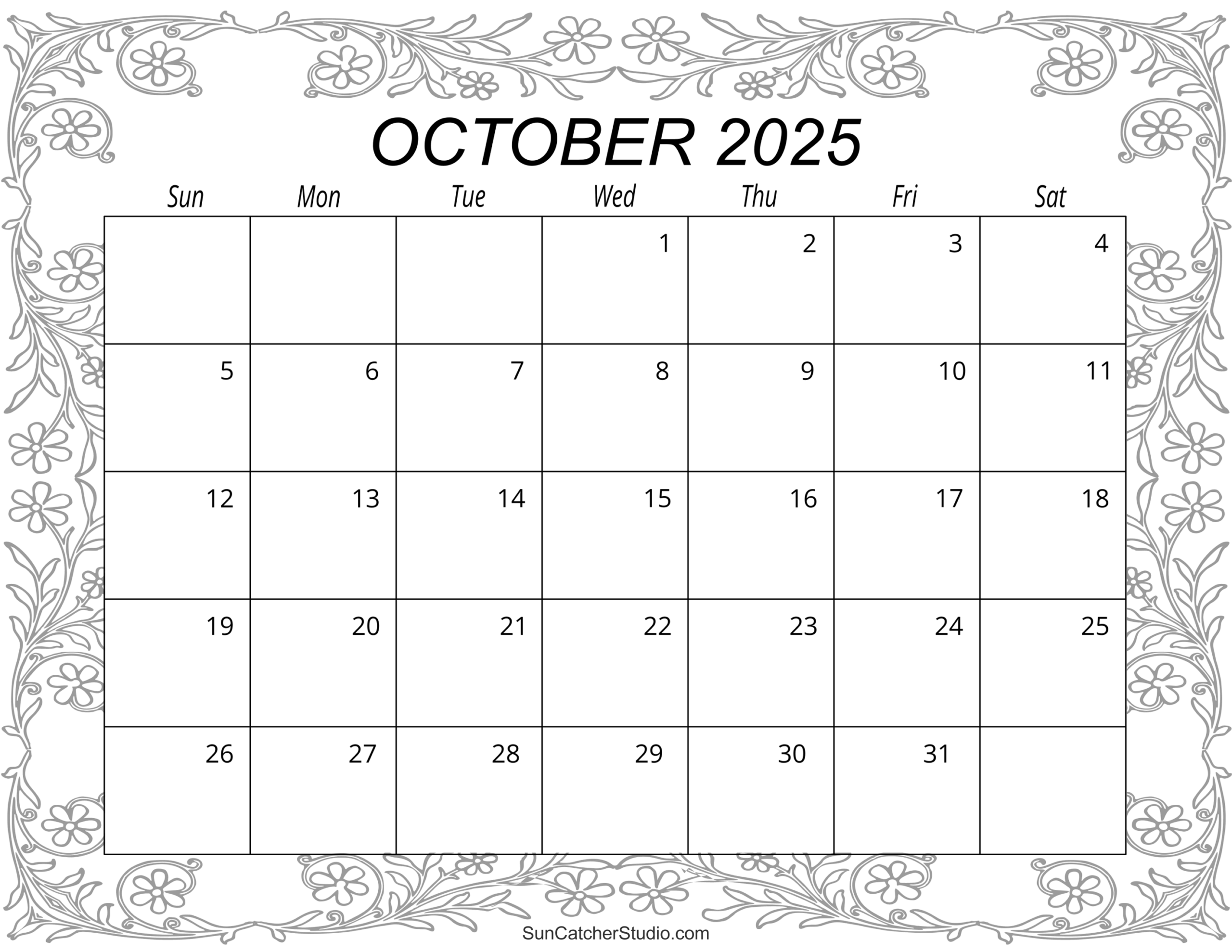 october 2025 calendar blank