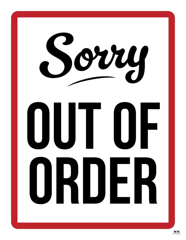 printable out of order sign