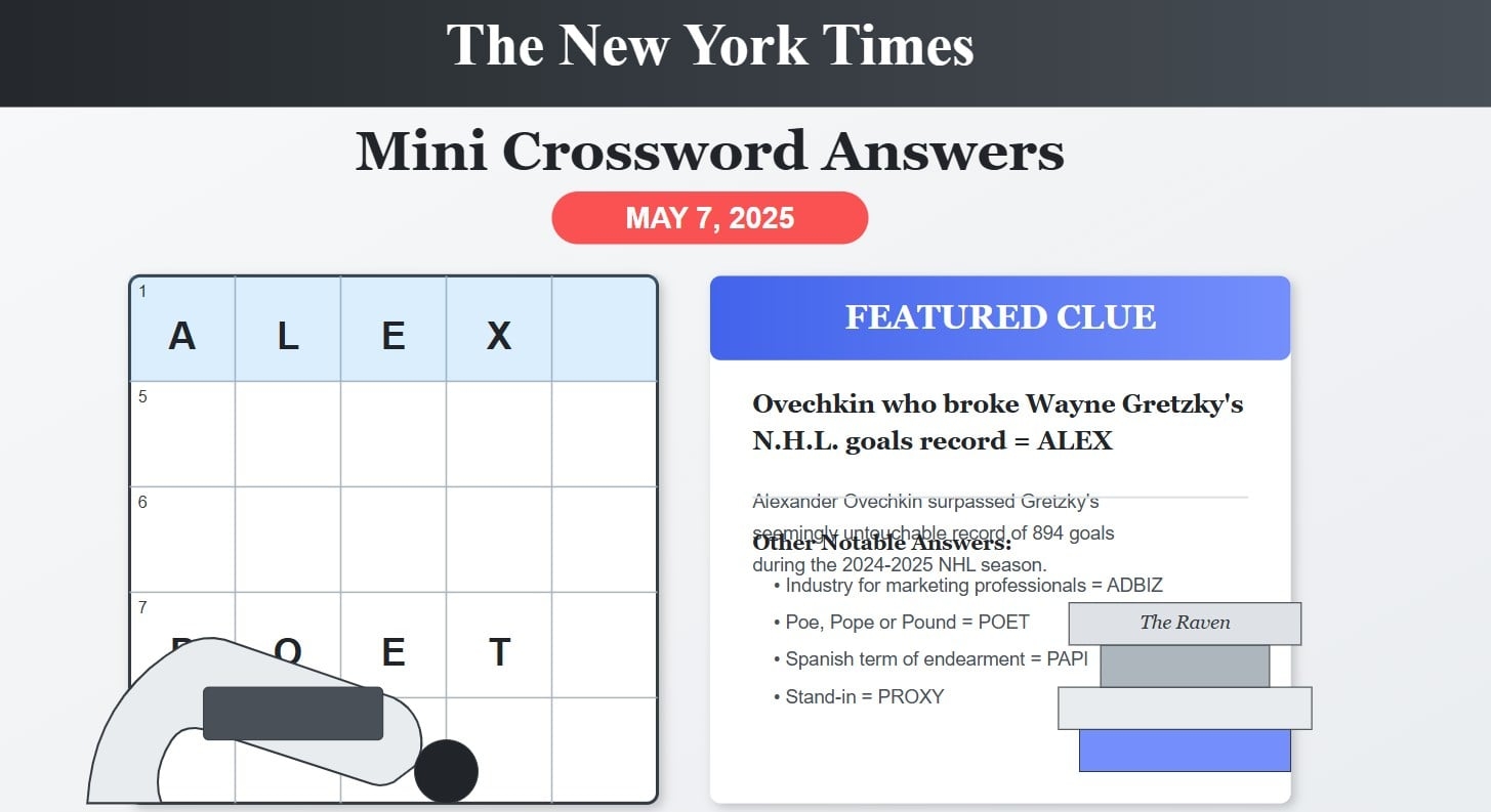 Ovechkin s Record Day NYT Mini Crossword Answers May 7 2025 H2S Media