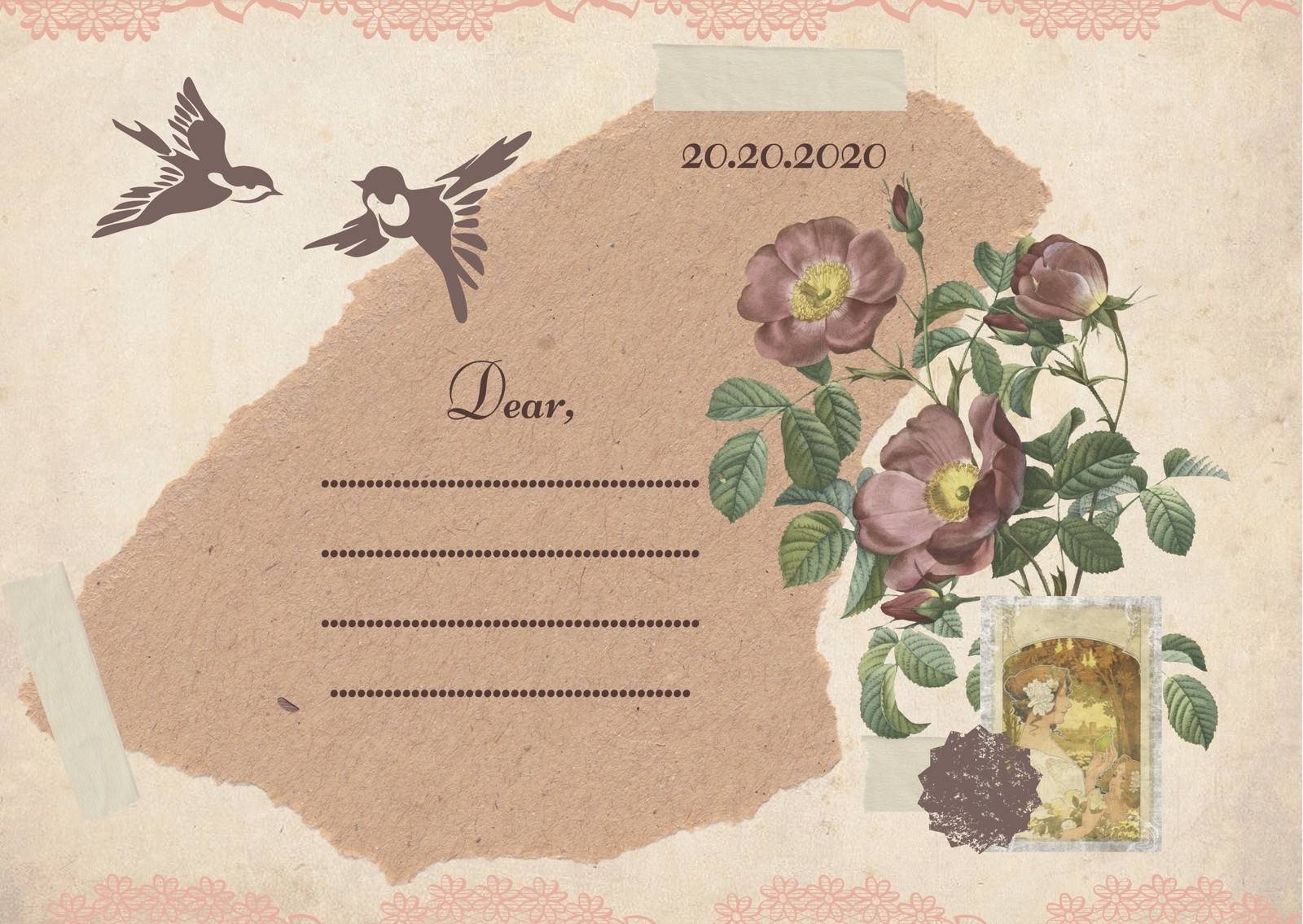 Page 2 Free Printable Customizable Vintage Postcard Templates Canva