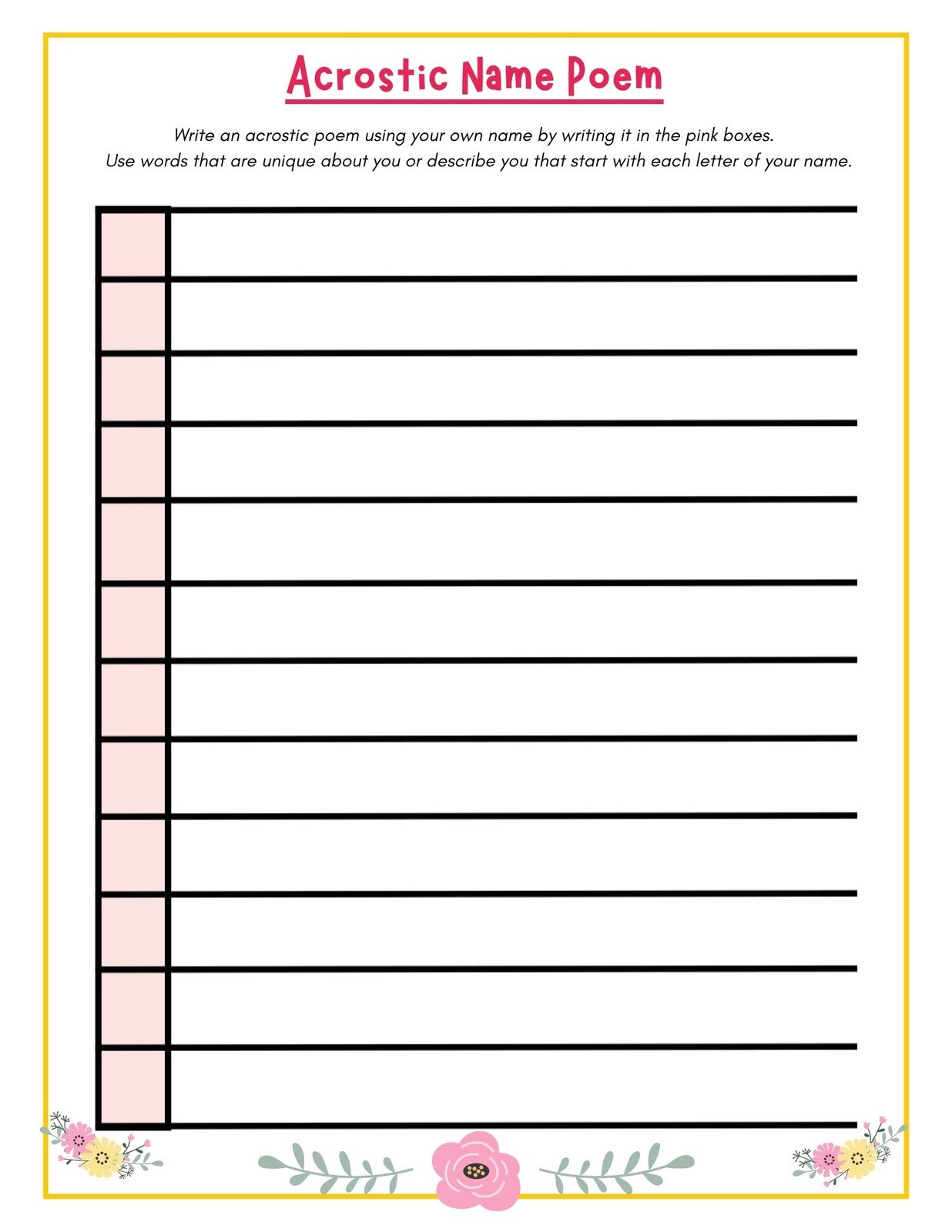 Page 5 Free And Customizable Poem Templates