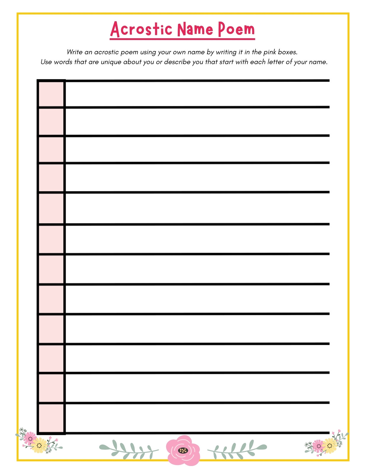 Page 5 Free And Customizable Poem Templates
