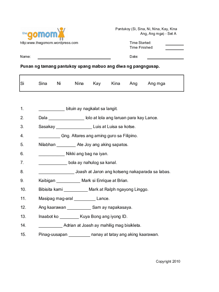 Pantukoy Worksheet Fill Online Printable Fillable Blank PdfFiller
