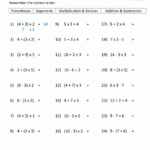 PEMDAS Problems Worksheets 5th Grade