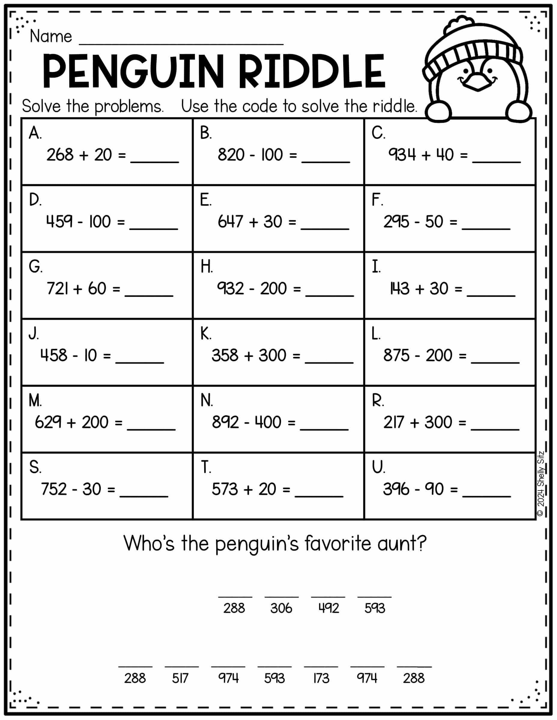 Penguin Math Freebie Second Grade Teaching Blog Penguin Math Freebie Second Grade Teaching Blog