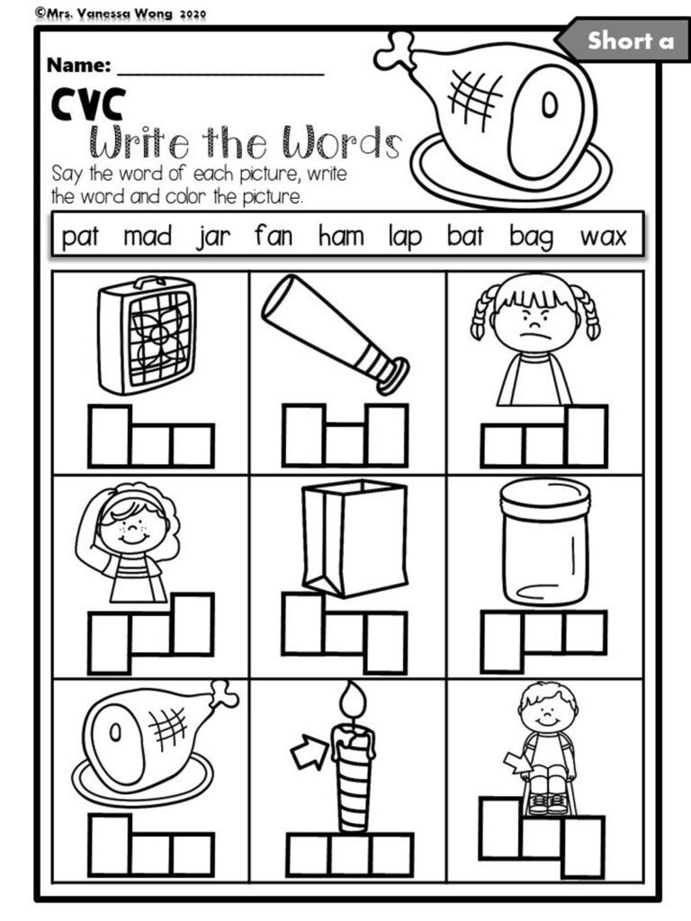 Phonics Worksheets CVC Write The Words For Kindergarten And First Grade Etsy