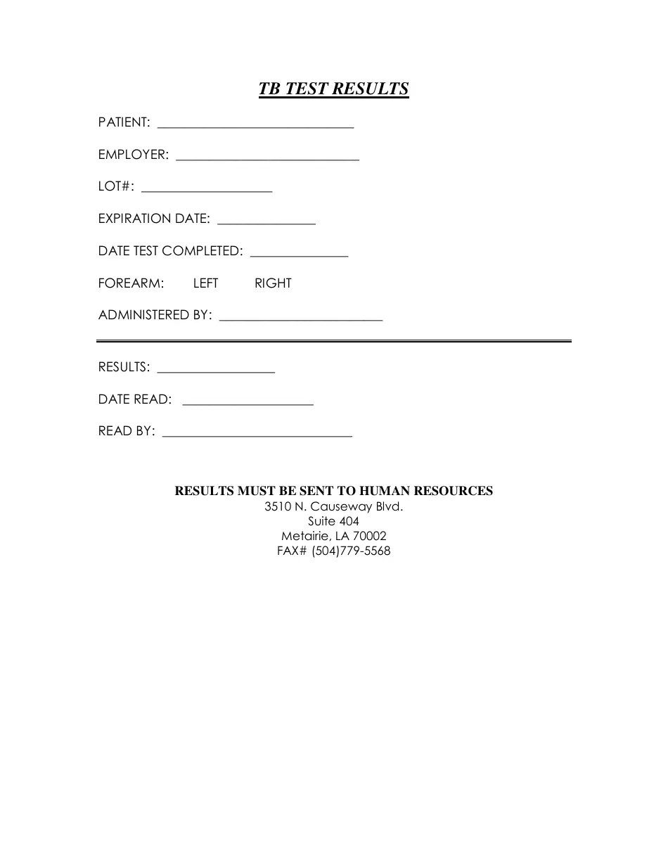 blank free printable tb test form
