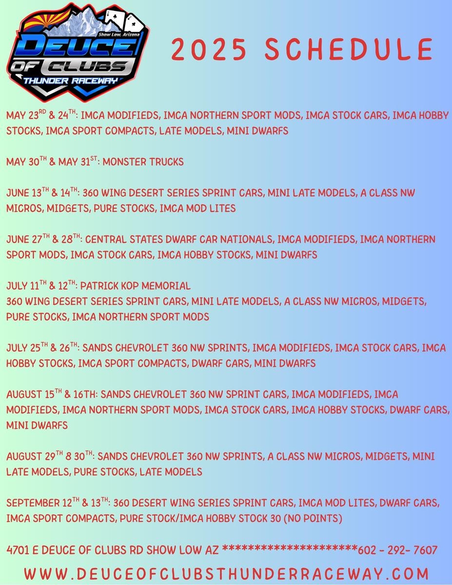 PRINTABLE 2025 DEUCE OF CLUBS SCHEDULE