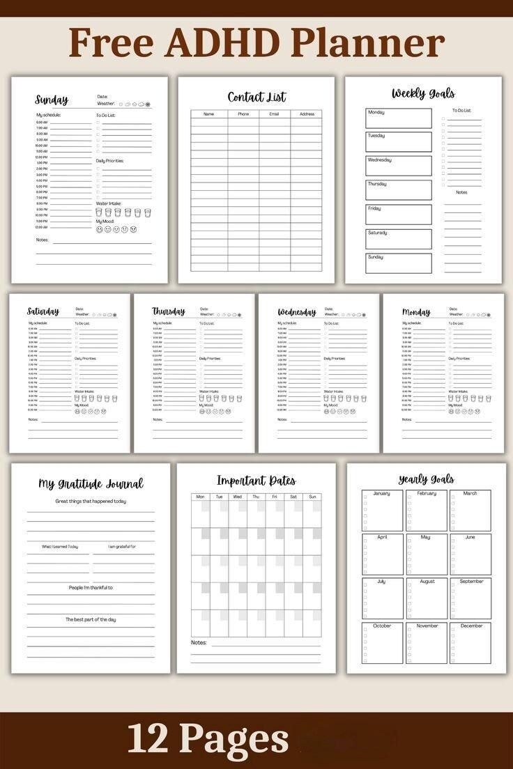 Printable ADHD Planner For Adults Free ADHD Planner 