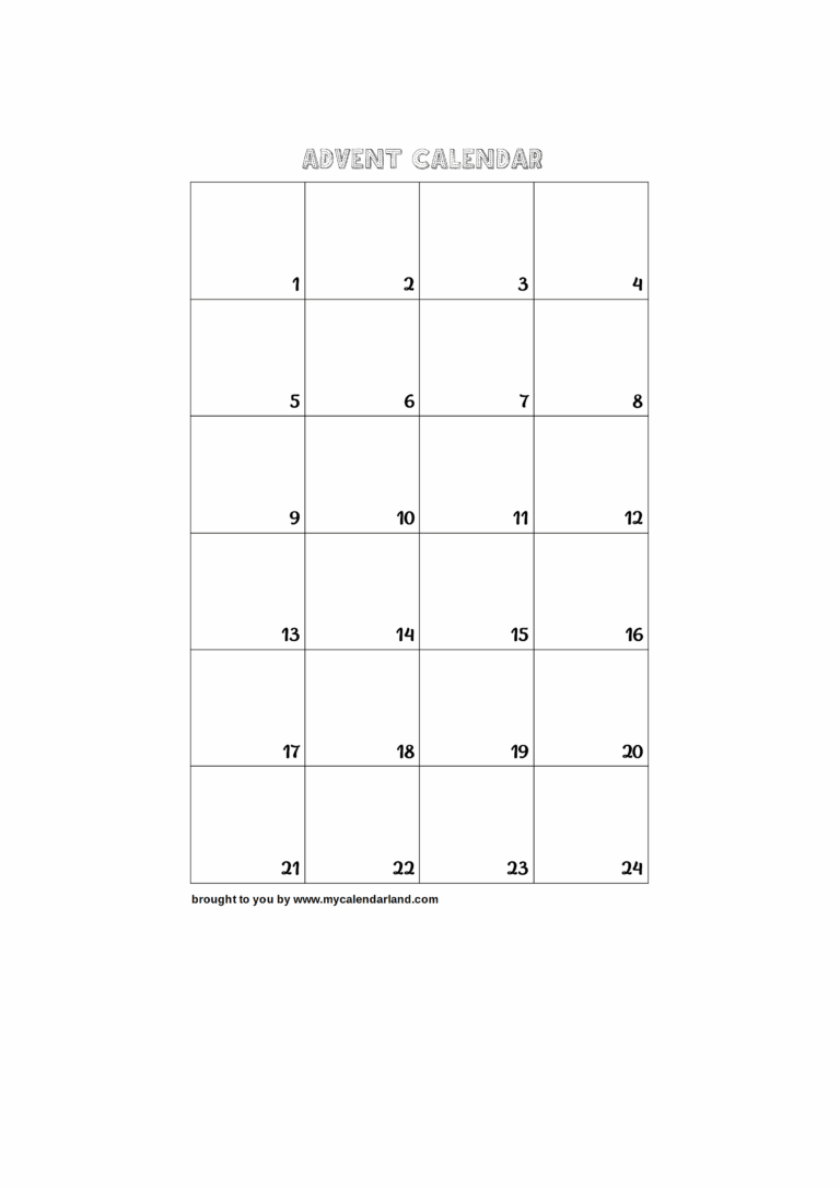 Printable Advent Calendars My Calendar Land
