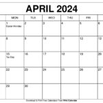 Printable April 2024 Calendar Wiki Calendar Apache OpenOffice Templates