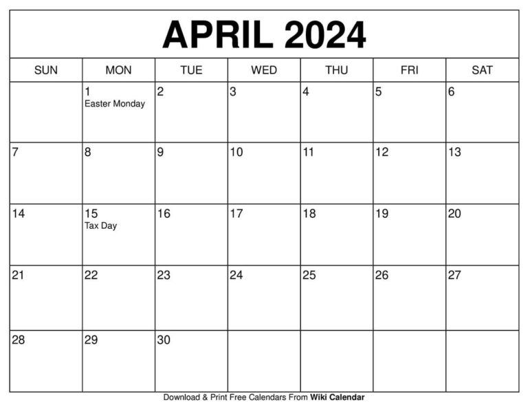 Printable April 2024 Calendar Wiki Calendar Apache OpenOffice Templates