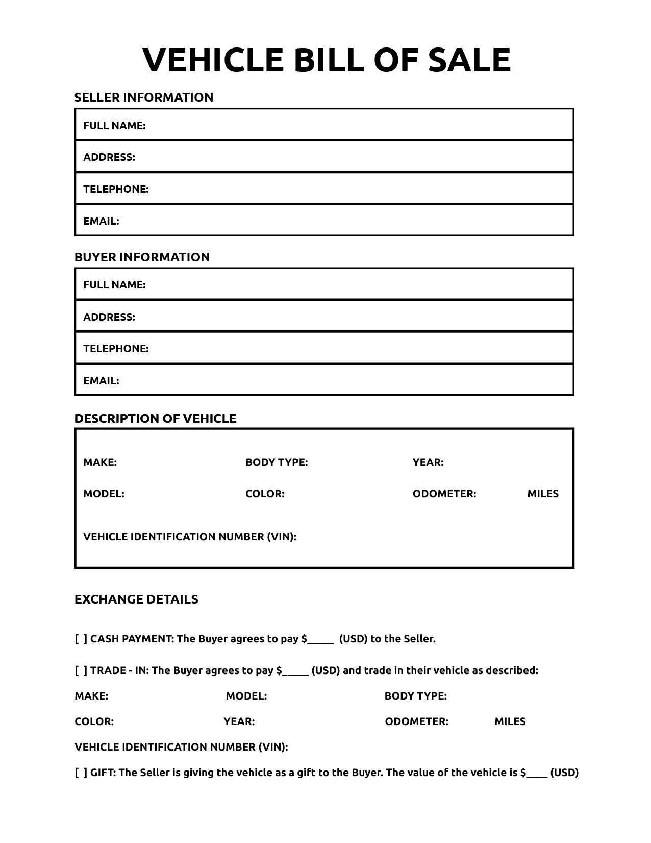 printable bill of sale