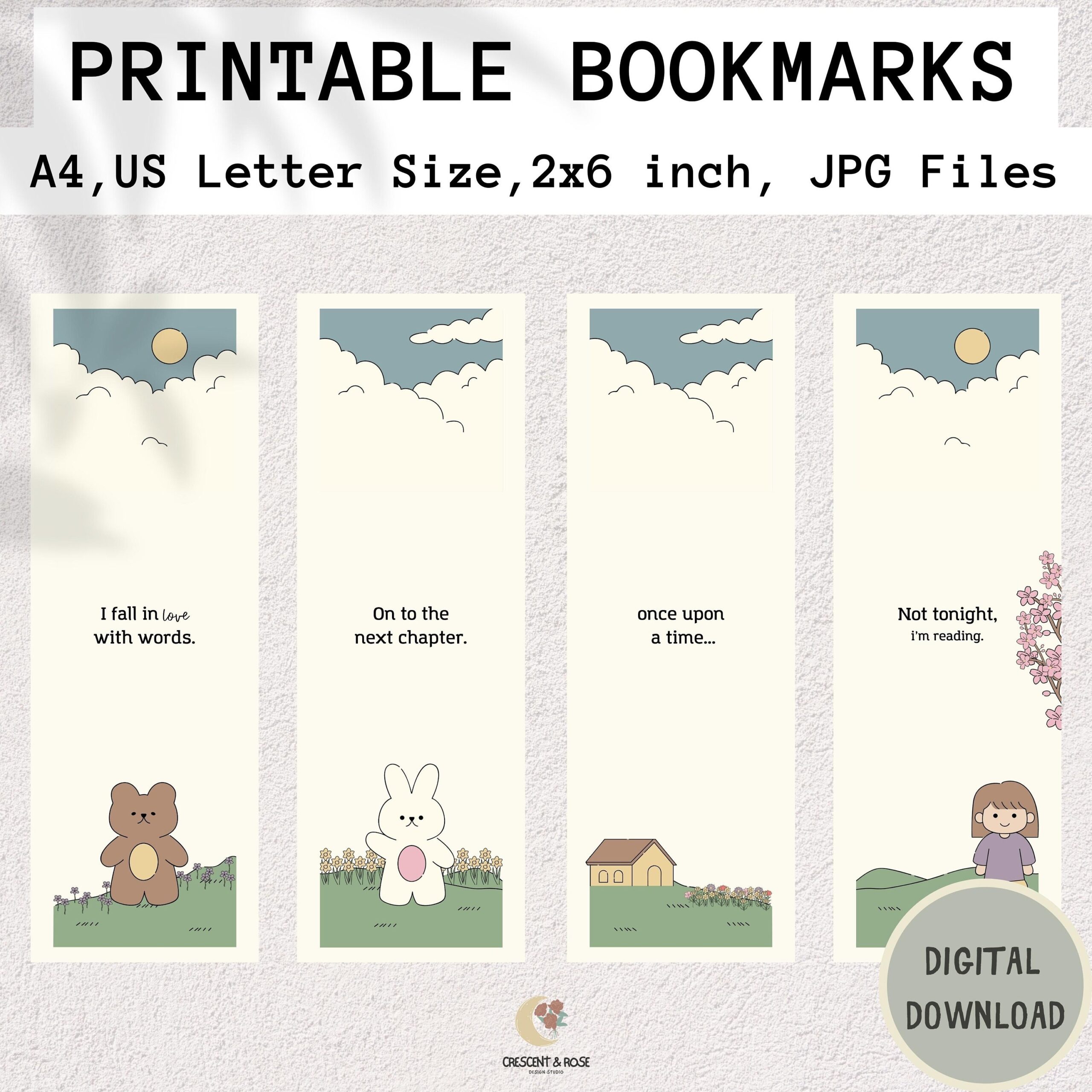 Printable Bookmarks Template Aesthetic Bookmark Set Printable Bookmarks Set Of 4 Cute Bookmarks Quote Printable Bookmark Set 2x6 PDF Etsy