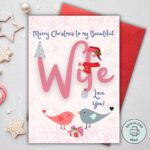 Printable Christmas Card For Wife Merry Christmas Wife Card Xmas Card Wife Season Greeting Card For Wife Instant Digital Download Card Etsy