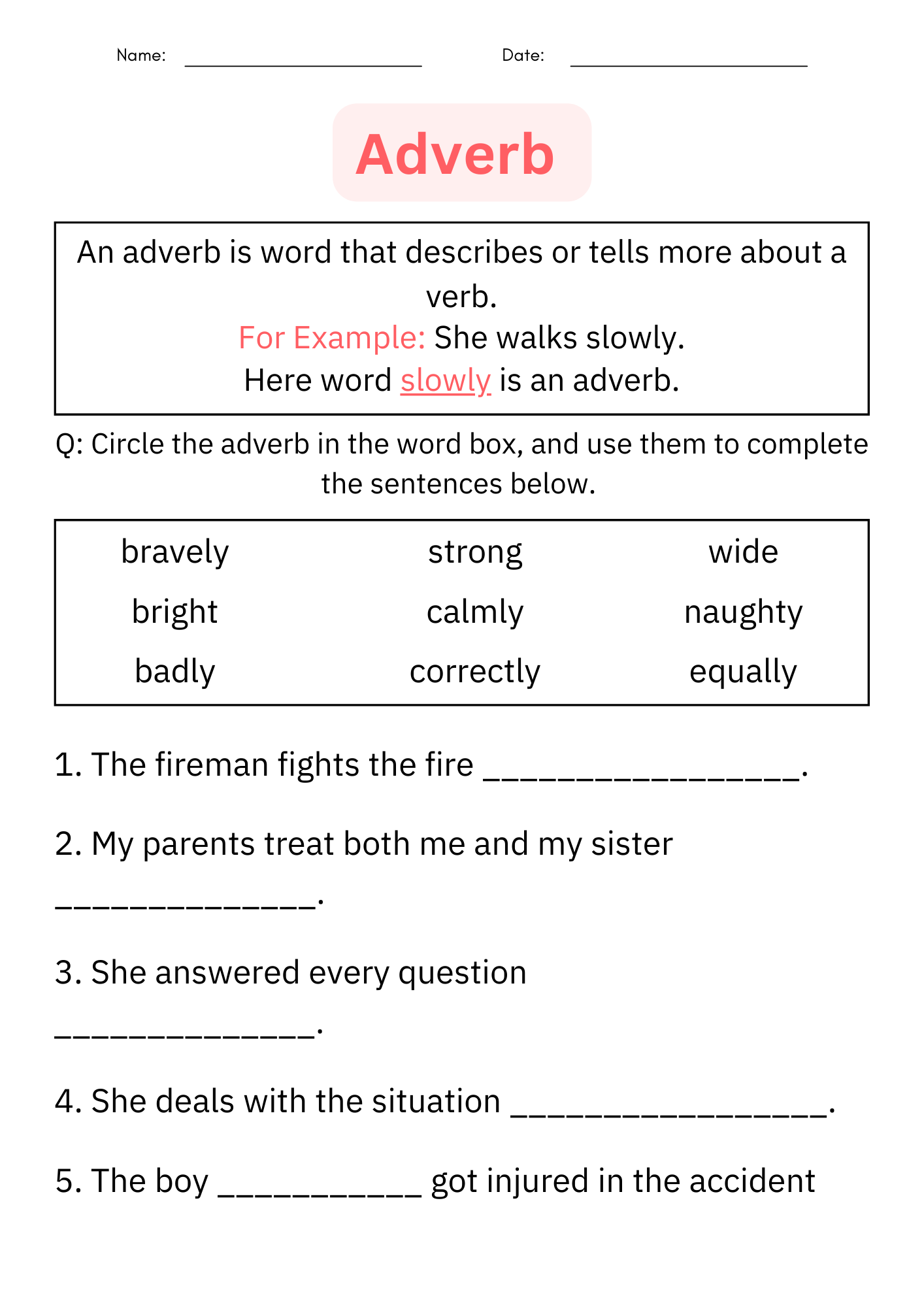 Printable Identifying Adverbs Grammar Worksheet For Kindergarten Made By Teachers Printable Identifying Adverbs Grammar Worksheet For Kindergarten Made By Teachers