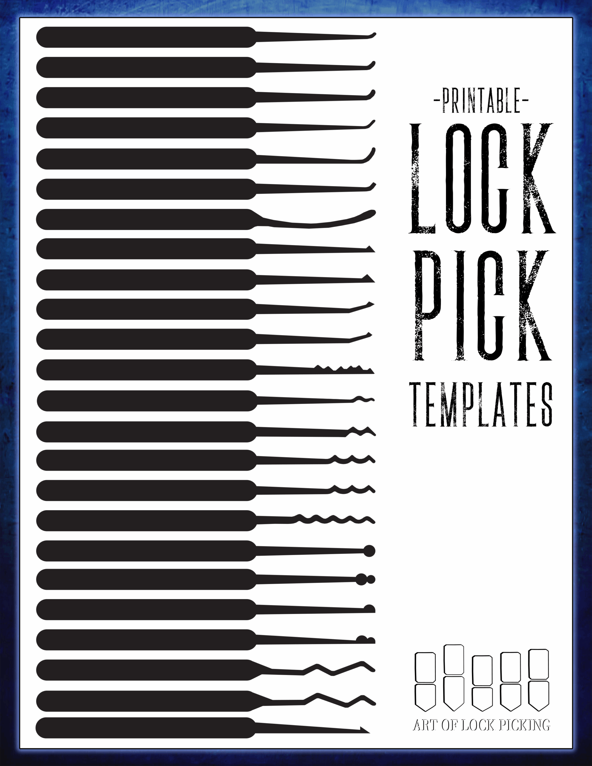 Printable Lock Pick Templates Art Of Lock Picking
