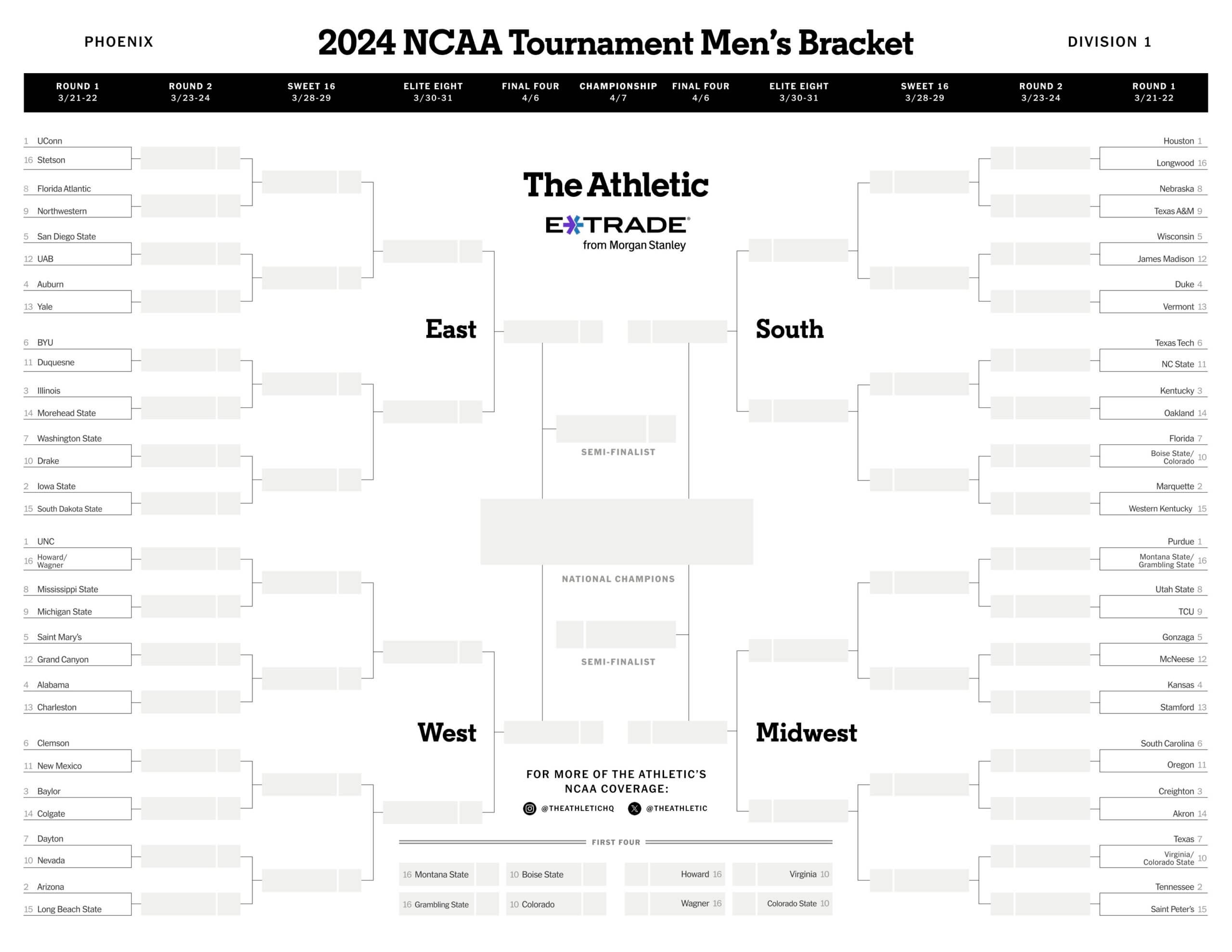 printable ncaa bracket 2024