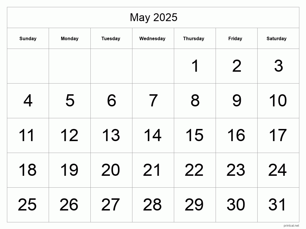 may 2025 calendar printable