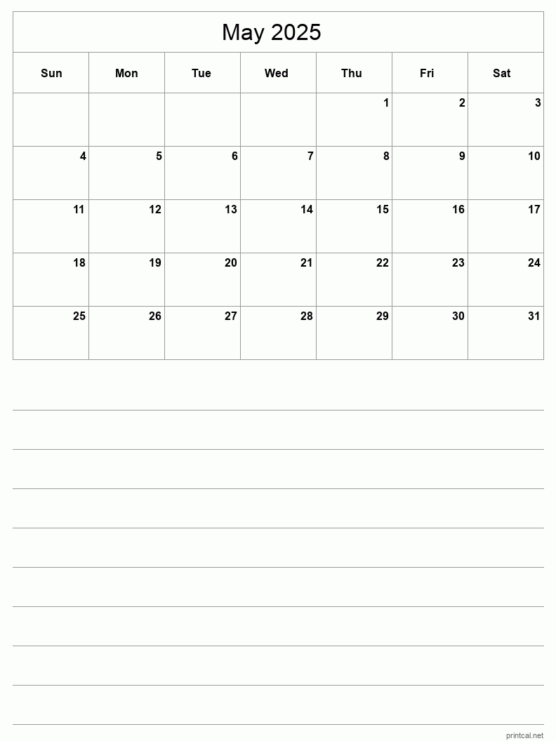 Printable May 2025 Calendar Free Printable Calendars
