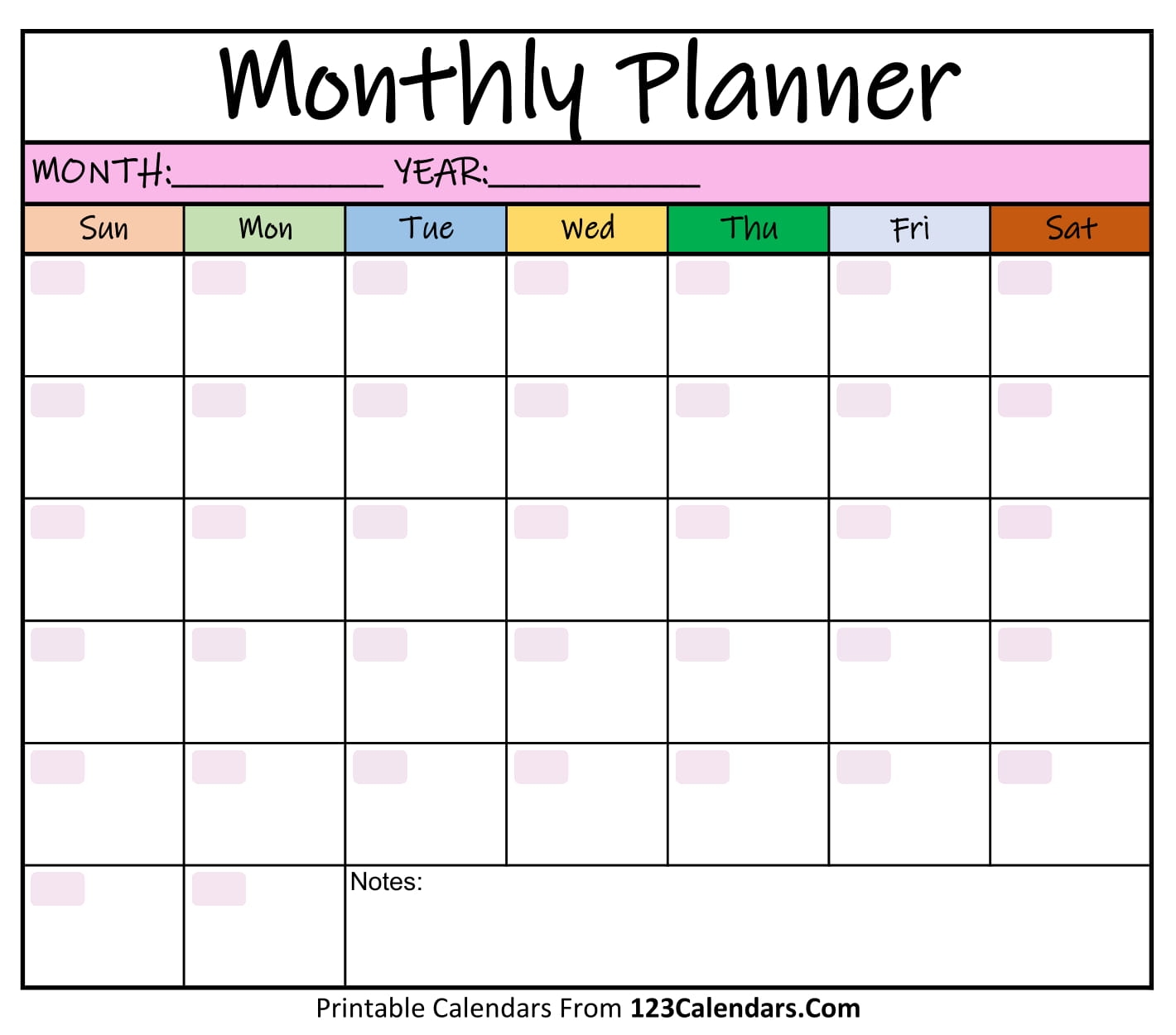 printable calendar by month