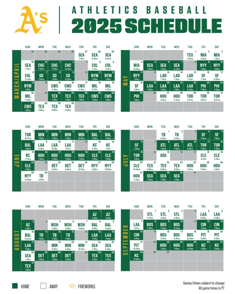 Printable Schedule Athletics
