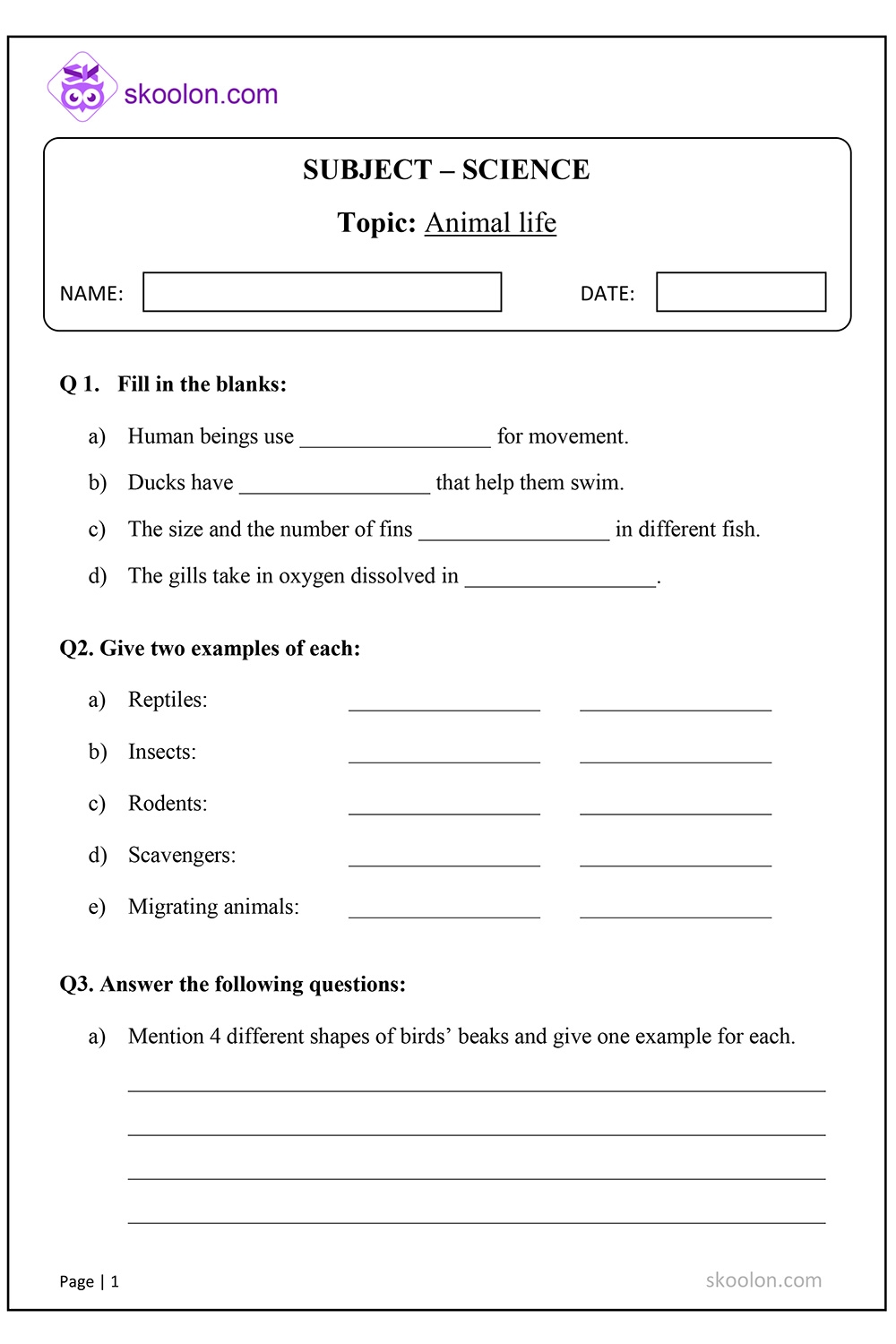 Printable Science Worksheets For Class 5 HP PLC Worksheets Library