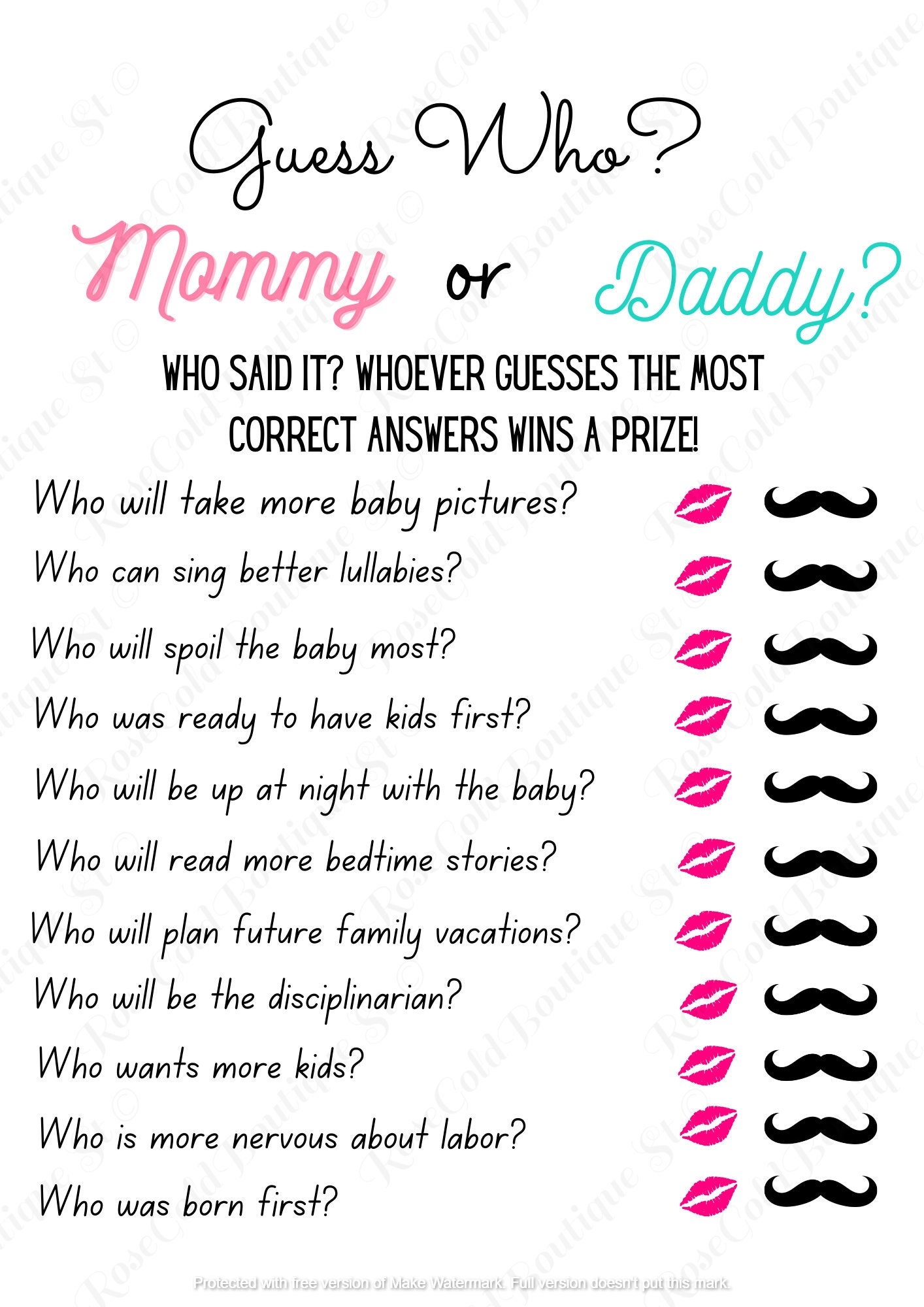 printable baby shower games